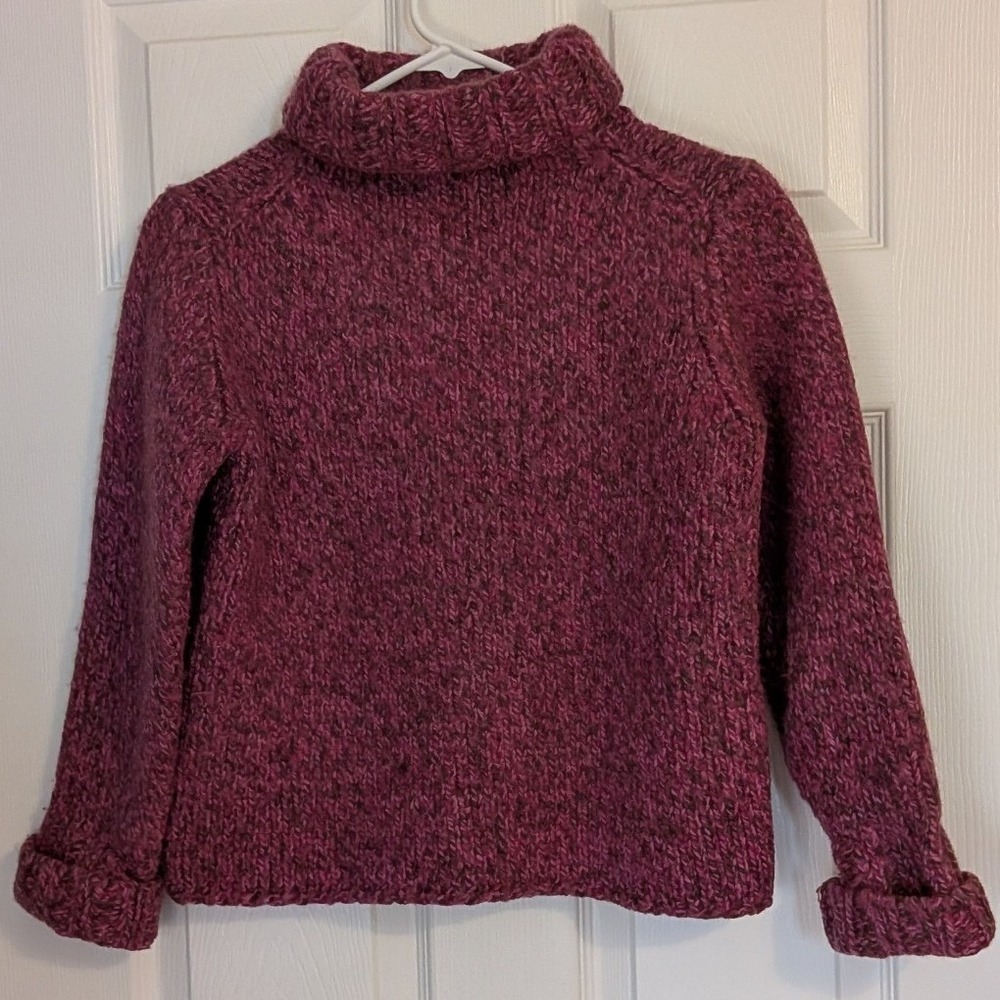 VTG 2001 Gap Magenta Marled Chunky Wool Blend Turtleneck Sweater Womens XS S